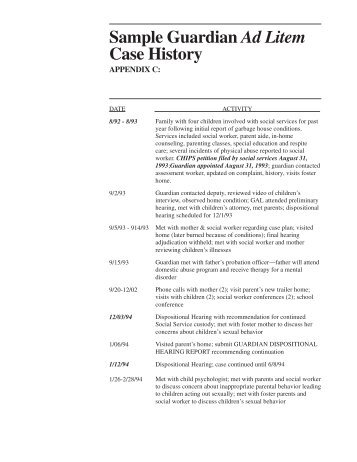 Sample Guardian Ad Litem Case History - Office of the Legislative ...