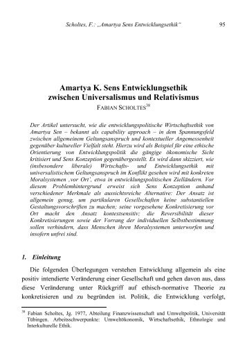 Amartya K. Sens Entwicklungsethik zwischen Universalismus und ...