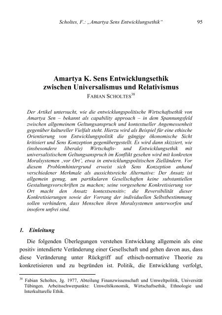 Amartya K. Sens Entwicklungsethik zwischen Universalismus und ...