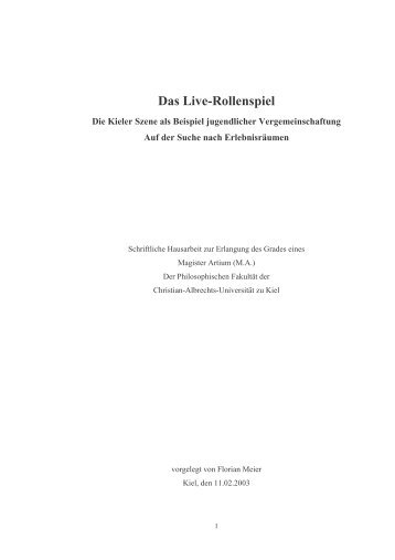 Das Live-Rollenspiel. Die Kieler Szene - Kampagne Mittellande