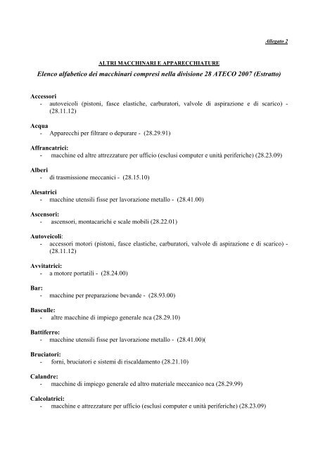 Elenco altri macchinari e attrezzature - Guida Edilizia