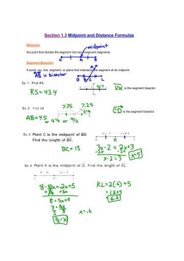 Worksheets Activity Worksheet Distance And Midpoint Exploration Answers q1p4 midpoint and distance formulas bulldogmath com section 1 3 formulas
