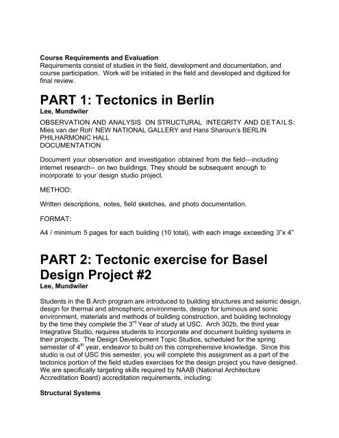 Arch 426 integrated syllabus - USC School of Architecture ...