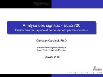 Analyse des signaux - ELE2700 - TransformÃ©e de Laplace ... - Cours