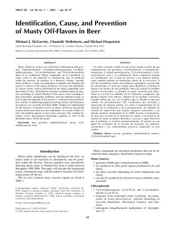 Identification, Cause, and Prevention of Musty Off-Flavors in Beer