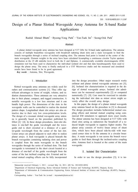 Design of a Planar Slotted Waveguide Array Antenna for X-band ...