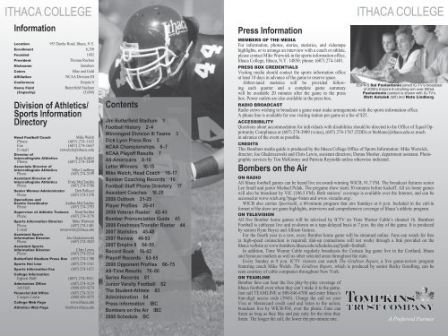 ITHACA COLLEGE - College Football Dvds-Media Guides Project