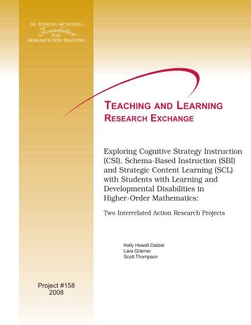 Exploring Cognitive Strategy Instruction, Schema-Based Instruction ...