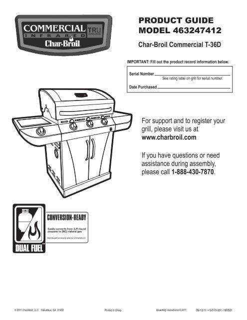 PRODUCT GUIDE MODEL 463247412 - Char-Broil Grills