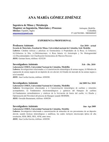 CV-Ana MarÃ­a GÃ³mez JimÃ©nez - Universidad Nacional