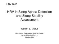 HRV in Sleep Apnea Detection and Sleep Stability - PhysioNet