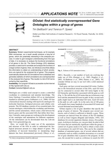 Gostat: find statistically overrepresented Gene ... - Bioinformatics