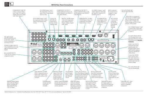 MX150 Rear Panel Connections - McIntosh