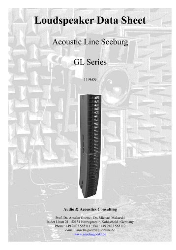 Loudspeaker Data Sheet  - Seeburg acoustic line