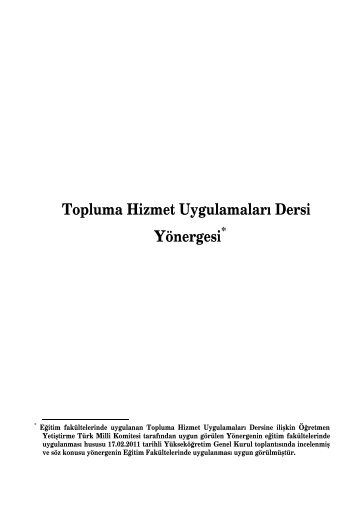 Topluma Hizmet Uygulamaları Dersi Yönergesi - Eğitim Fakültesi