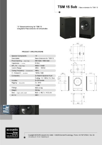 15 b /Bass extension for TSM 15 - Seeburg acoustic line