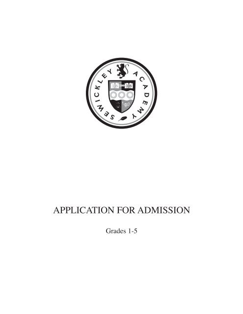 APPLICATION FOR ADMISSION - Sewickley Academy