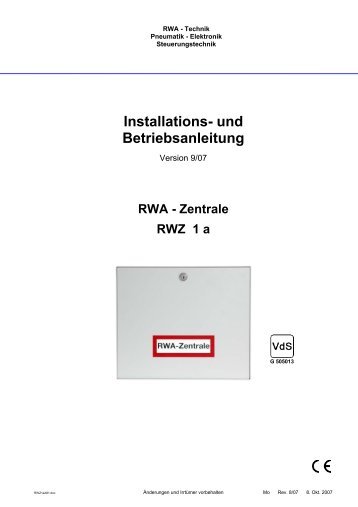 Installations- und Betriebsanleitung - RWA-Berlin