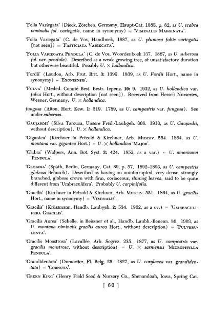 Registration of Cultivar Names in Ulmus - Arnoldia - Harvard ...