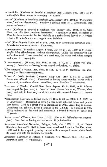 Registration of Cultivar Names in Ulmus - Arnoldia - Harvard ...