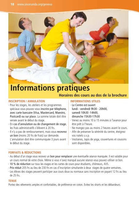 Le programme de GenÃ¨ve - Sivananda Yoga