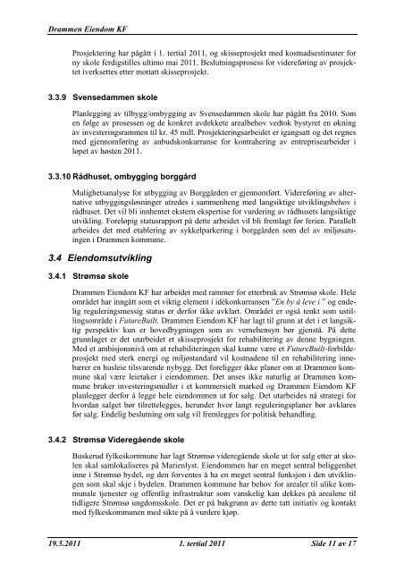 1. tertialrapport 2011 - Drammen kommune