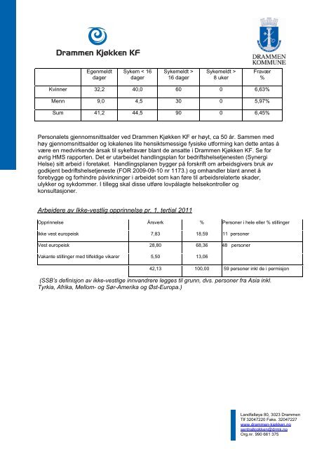 1. tertialrapport 2011 - Drammen kommune