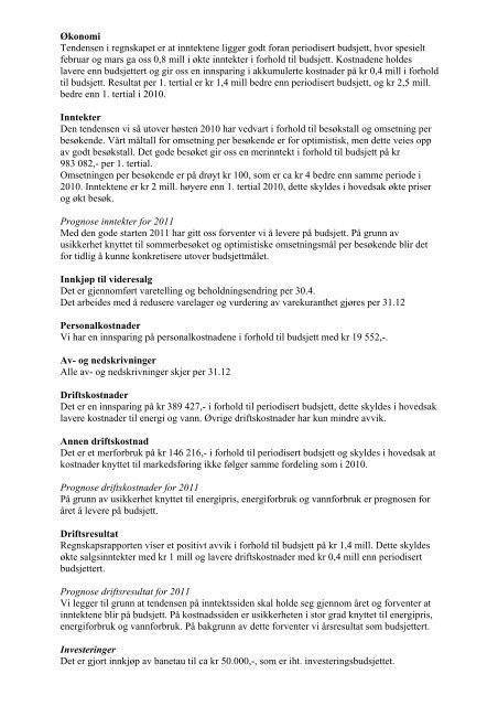 1. tertialrapport 2011 - Drammen kommune