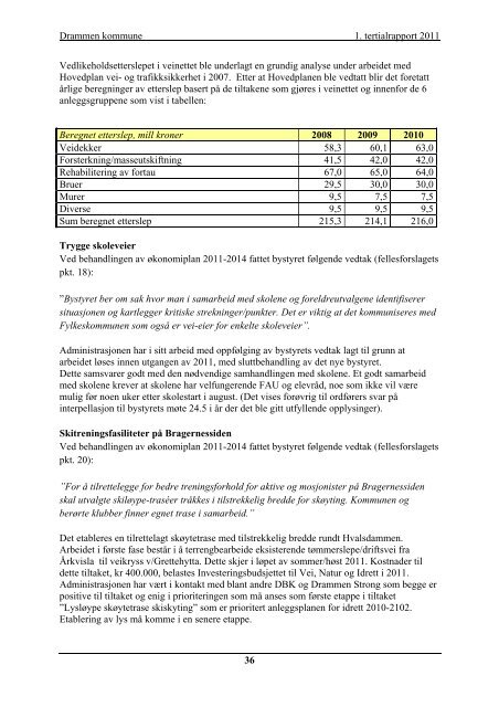 1. tertialrapport 2011 - Drammen kommune