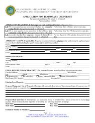 Temporary Use Permit Application - Islamorada, Village of Islands