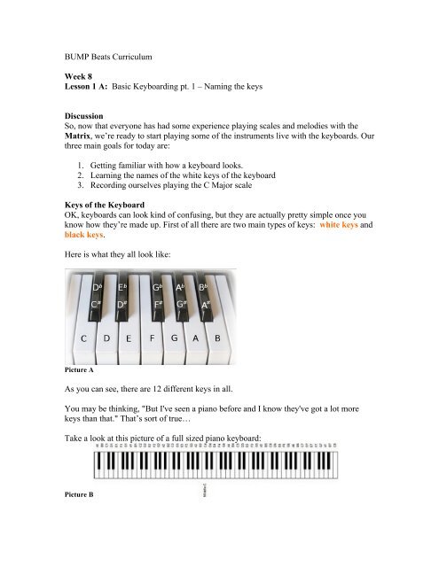Lesson 1: Basic Keyboarding (part 1- Naming the white keys) (PDF)