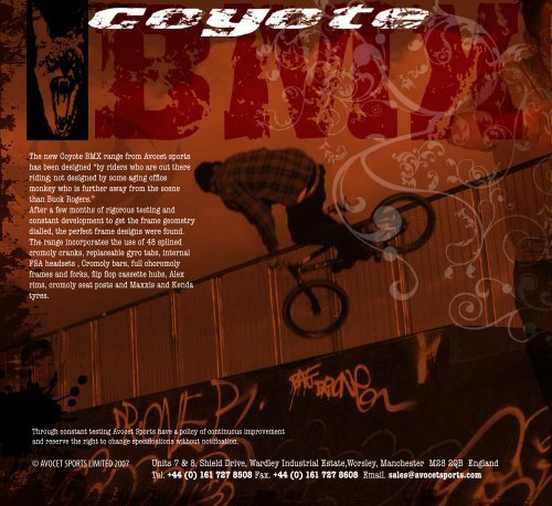 download the coyote bmx brochure here - Avocet Sports