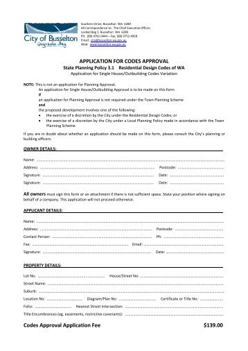 07. Application for R-Codes Approval - City of Busselton