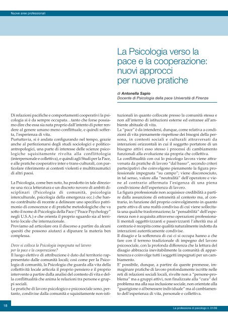 La Professione di Psicologo n. 1/2006 - Ordine Nazionale Psicologi