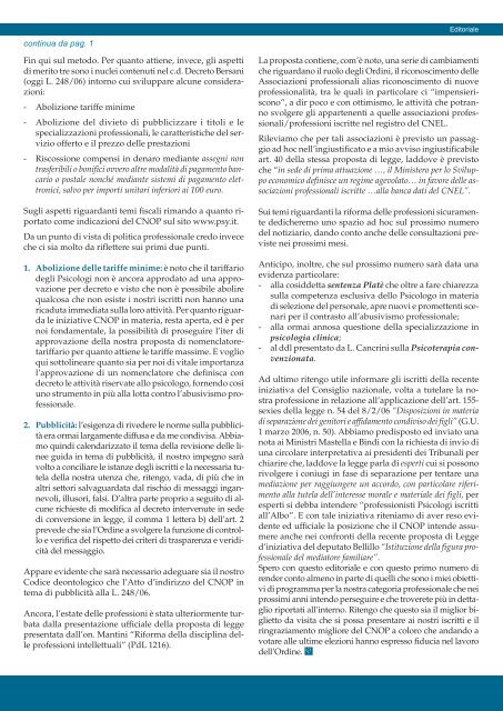 La Professione di Psicologo n. 1/2006 - Ordine Nazionale Psicologi