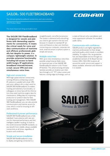 SAILOR 500 FleetBroadband Product Sheet