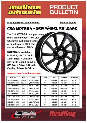 New Wheel Release Motega - CSA