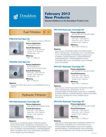 February 2013 New Products - Donaldson Company, Inc.