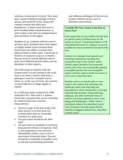 Crop Rotations on Organic Farms