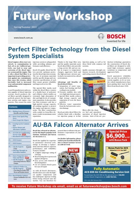 Perfect Filter Technology From The Diesel System Bosch Australia