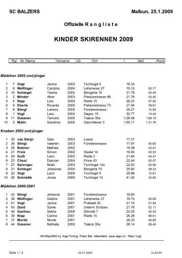 Kinderskirennen - Scbalzers.li