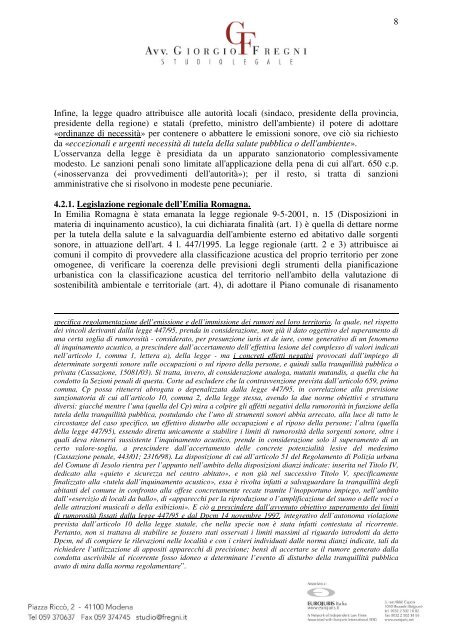 Legislazione e giurisprudenza in materia di inquinamento acustico ...