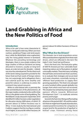 Land Grabbing In Africa And The New Politics Of Food Land Grabbing In Africa And The New Politics Of Food