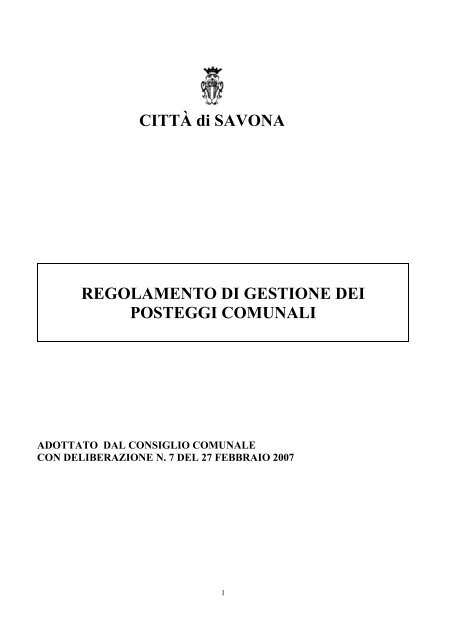 Regolamento di gestione dei posteggi comunali - Comune di Savona