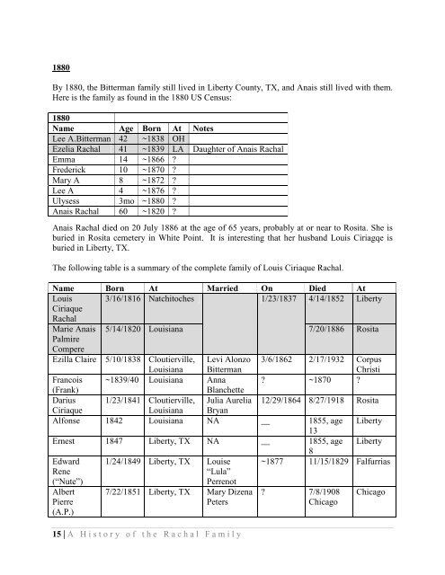 A History of the Rachal Family of White Point, Texas - New Page 1