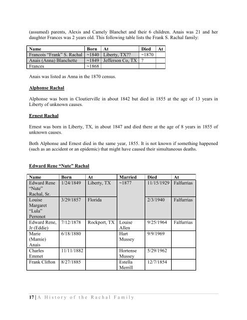 A History of the Rachal Family of White Point, Texas - New Page 1