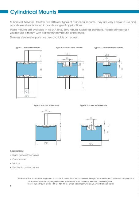 Anti Vibration Mount Brochure (PDF Format) - M Barnwell Services Ltd