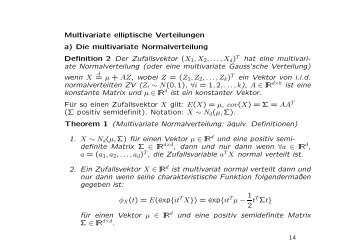 Multivariate elliptische Verteilungen a) Die multivariate ...