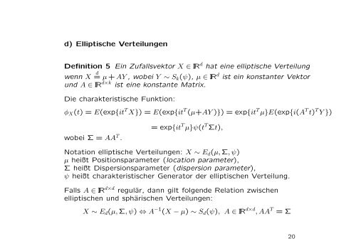 Multivariate elliptische Verteilungen a) Die multivariate ...