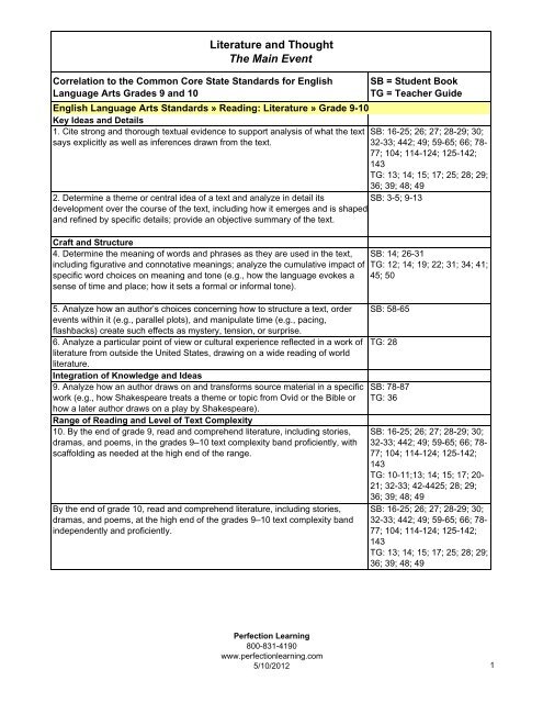 Perfection Learning Grades 9 and 10 - Perfection Learning